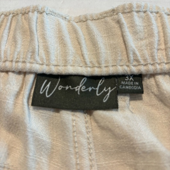 NWT Wonderly Drapey Linen Blend Button Fly Cream Lightweight Cargo Pants Size 3X - Picture 3 of 14
